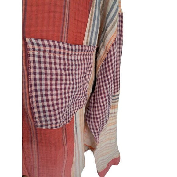 NWT We The Free Large Coral Hometown Double Cloth Buttondown Oversized Top - Picture 3 of 12